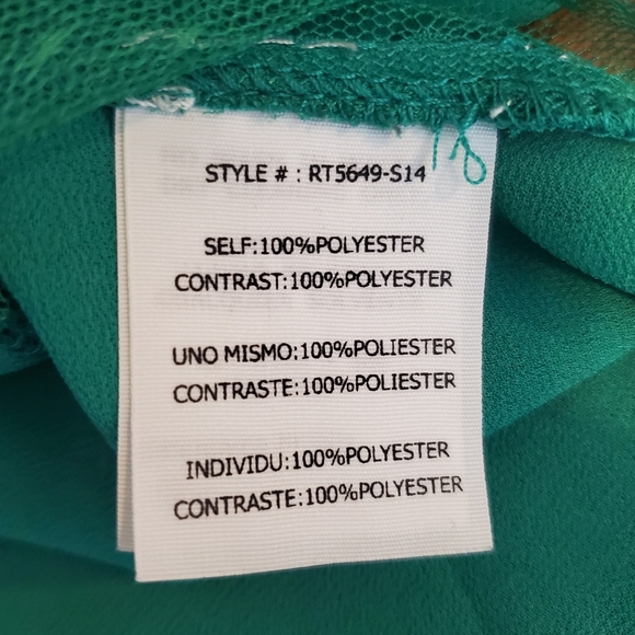 RYU Green Chiffon Embroidered Top - Picture 7 of 8